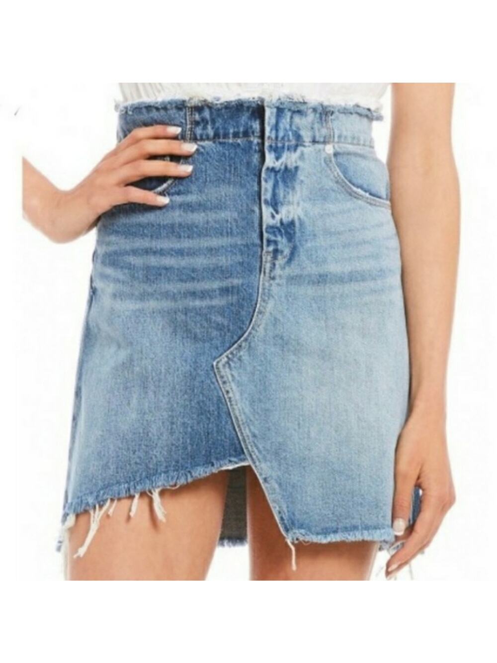 NWT Chelsea & Violet asymmetrical raw hem denim mini skirt size 31